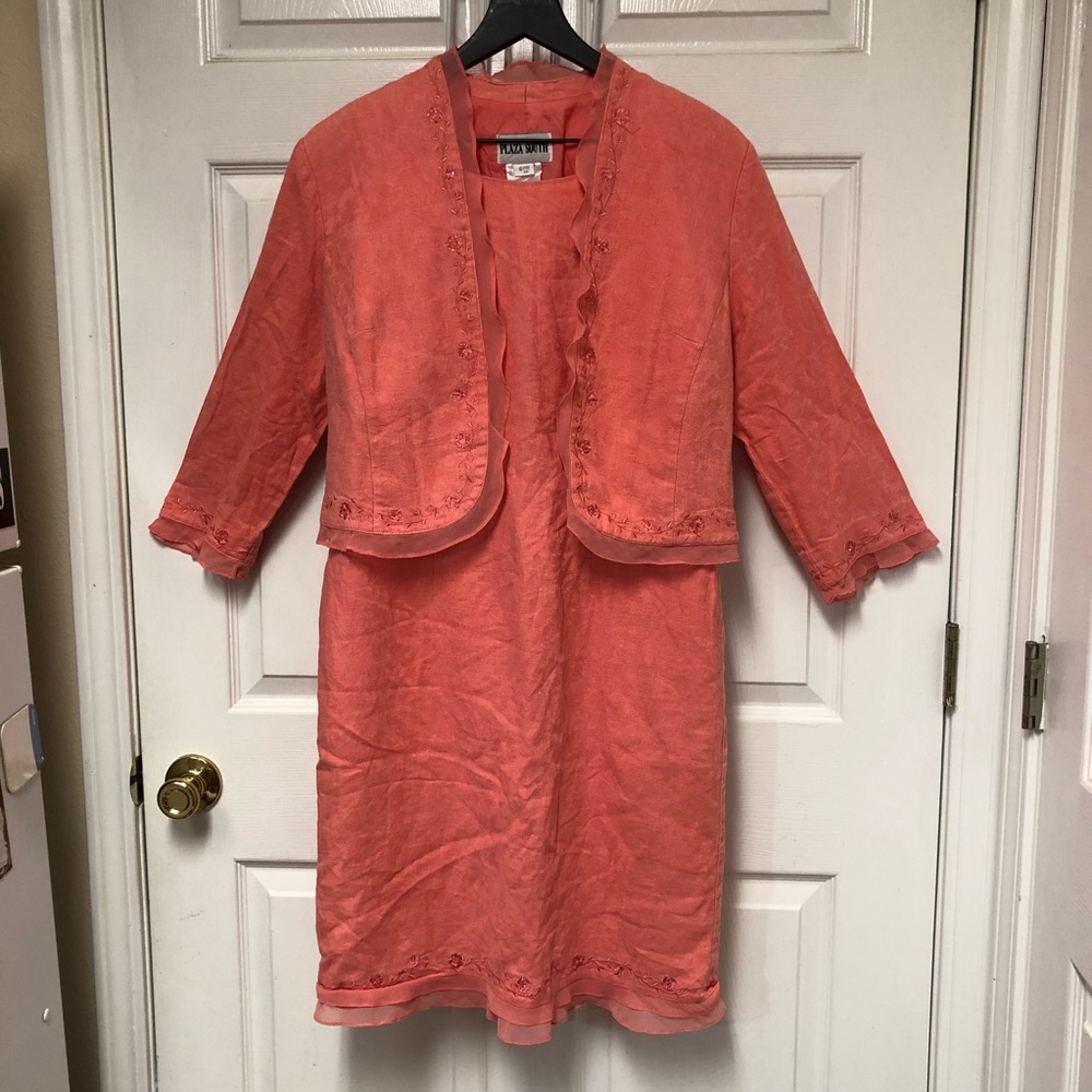 LAST CHANCE! Plaza South Coral Two-Piece Dress and Jacket Set